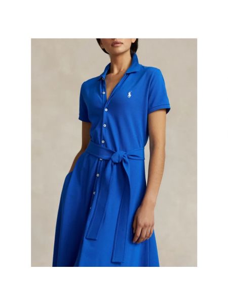 Vestido midi de algodón Ralph Lauren azul