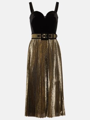Žametna midi obleka iz rebrastega žameta Rebecca Vallance črna