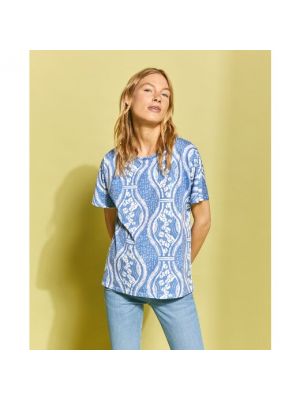 Camiseta de algodón manga corta de cuello redondo Southern Cotton azul