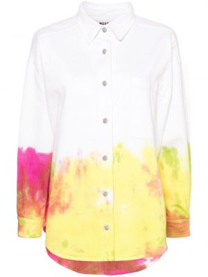 Дънкова риза с tie-dye ефект Msgm бяло