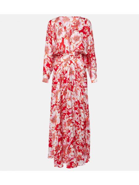 Midi haljina s cvjetnim printom Poupette St Barth crvena