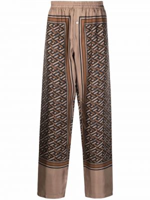 Pantalones rectos con estampado con estampado geométrico Versace