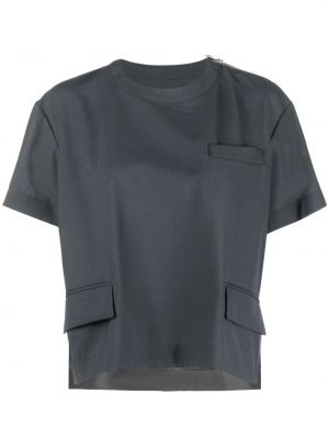 T-shirt pieghettato Sacai grigio