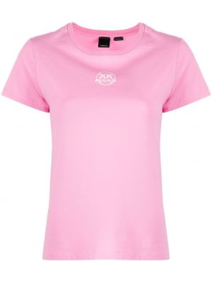 Bombažna majica s potiskom Pinko roza