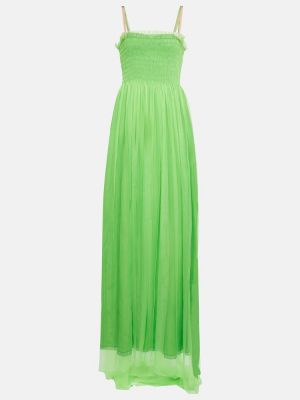 Hedvábné dlouhé šaty Gucci zelené