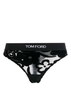 Květinové kalhotky string s potiskem Tom Ford černé