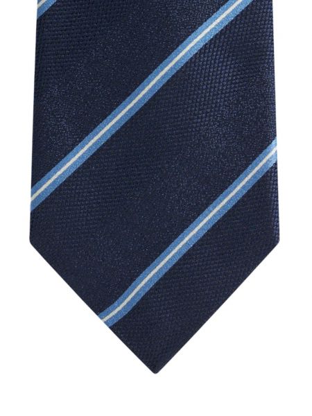Jedwabny krawat w paski z wzorem paisley Etro niebieski