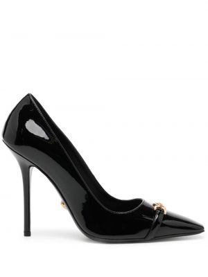 Pantofi cu toc din piele Versace negru