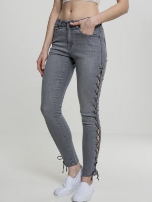 Krajkové šněrovací kalhoty skinny fit Uc Ladies šedé