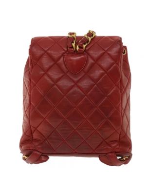 Plecak skórzany retro Chanel Vintage czerwony