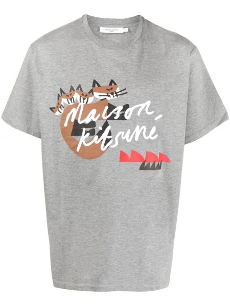 Raštuotas marškinėliai Maison Kitsuné pilka