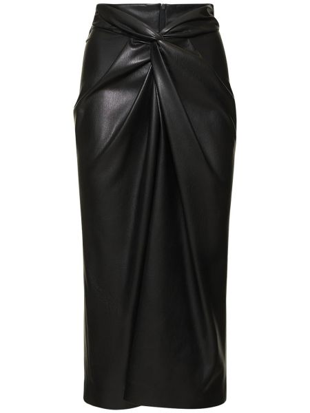 Falda midi de cuero de cuero sintético Msgm negro