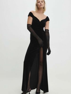 Czarna welurowa sukienka długa dopasowana Answear Lab