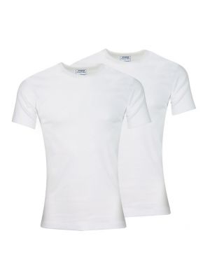 Camiseta de algodón de cuello redondo Athena blanco