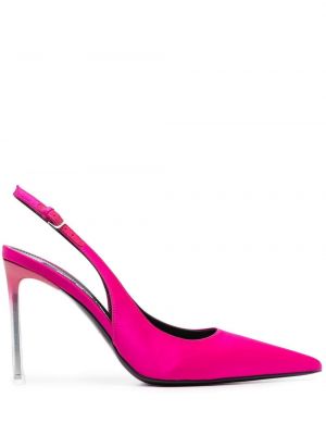 Кожени полуотворени обувки с отворена пета Sergio Rossi розово