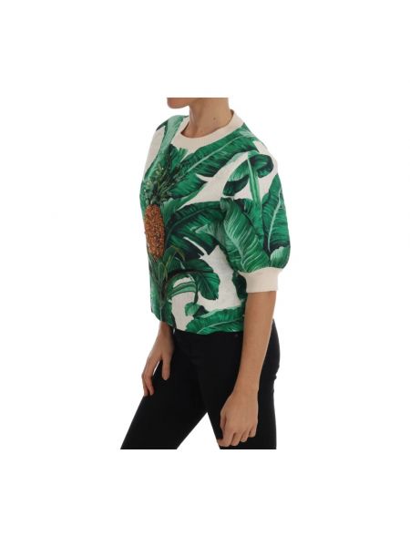 Sweter z cekinami w tropikalny nadruk Dolce And Gabbana