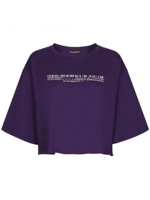 Bavlnené tričko s potlačou Dolce & Gabbana fialová