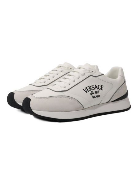 Кожаные кроссовки Versace белые
