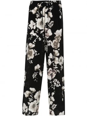 Květinové kalhoty s potiskem Ermanno Scervino černé