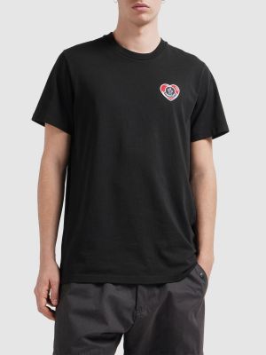 T-shirt di cotone in jersey Moncler nero