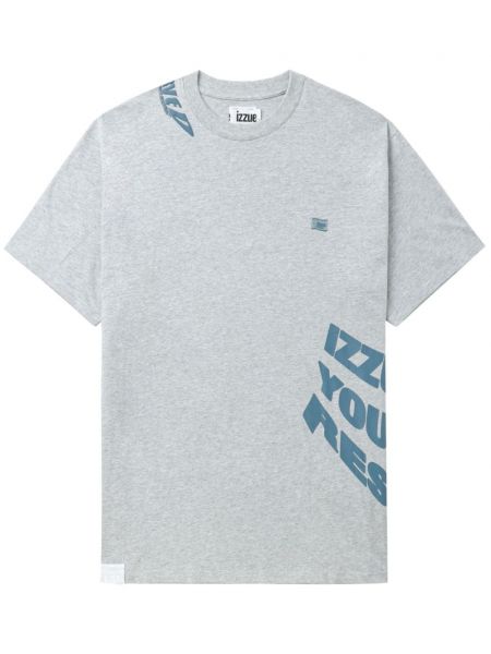 Kokvilnas t-krekls ar apdruku Izzue pelēks