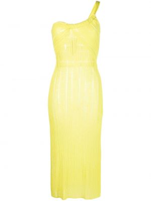 Průsvitné viskózové pletené šaty z nylonu Cult Gaia - žlutá