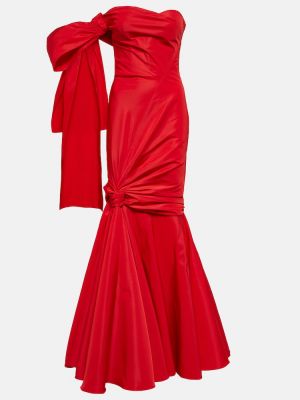Dlouhé šaty s mašlí Alexander Mcqueen červené