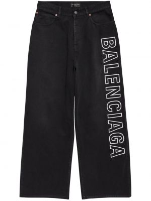 Jeans con stampa baggy Balenciaga nero