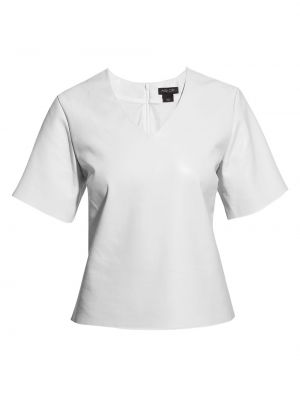 Кожаная блузка с v-образным вырезом As By Df белая