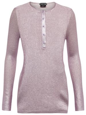 Jedwabny sweter z kaszmiru Tom Ford fioletowy