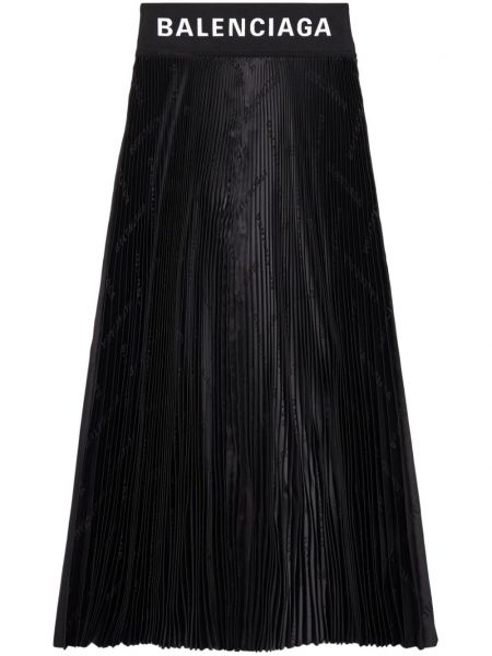 Plisovaná žakárová midi sukňa Balenciaga čierna