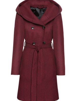 Шерстяное пальто с поясом John Baner Jeanswear красное