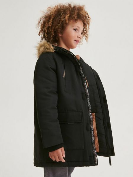 Kabát s kapucňou Reserved čierna