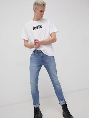 Bavlněné tričko s potiskem Levi's bílé