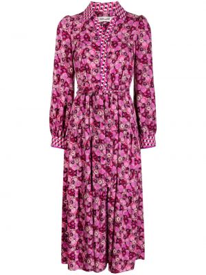 Květinové midi šaty s potiskem Dvf Diane Von Furstenberg Růžové