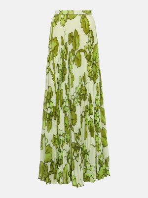 Plisovaná dlhá sukňa s vysokým pásom s potlačou Etro zelená