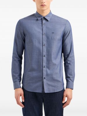 Taškuota medvilninė marškiniai Armani Exchange mėlyna