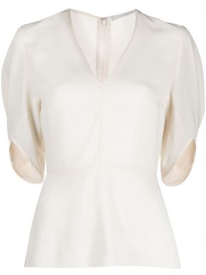 Пеплум блуза с v-образно деколте Stella Mccartney бяло