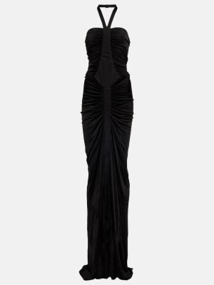 Drapované dlouhé šaty jersey Saint Laurent černé