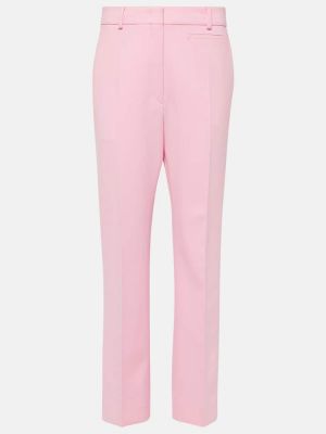 Gyapjú egyenes szárú nadrág Sportmax rózsaszín