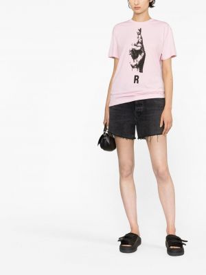 Bavlněné tričko s potiskem Raf Simons růžové