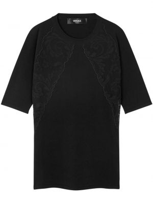 Тениска с дантела Versace черно