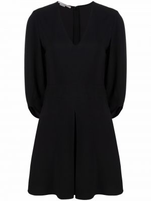 Vestido de cóctel con escote v plisado Stella Mccartney negro