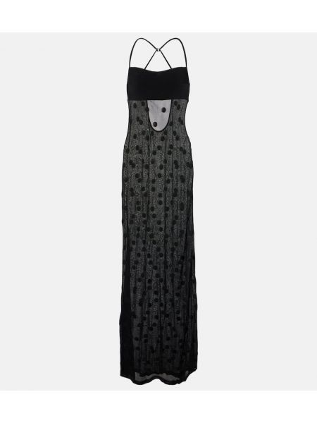 Sukienka długa w grochy z siateczką Jacquemus czarna