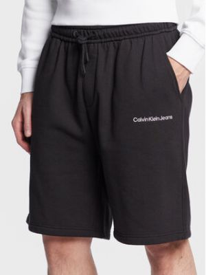 Pantaloni scurți din denim cu croială lejeră sport Calvin Klein Jeans negru