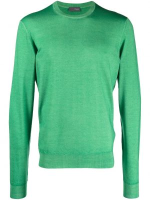 Μάλλινος πουλόβερ από μαλλί merino με στρογγυλή λαιμόκοψη Drumohr πράσινο