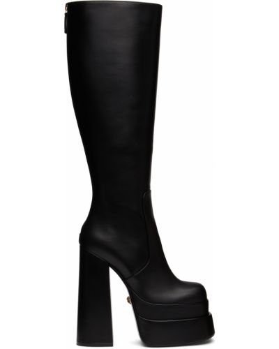 Шкіряні черевики на платформі Versace, чорні