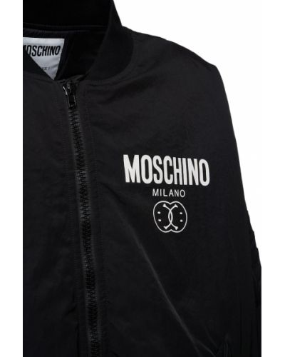Nylónová bomber bunda s potlačou Moschino čierna