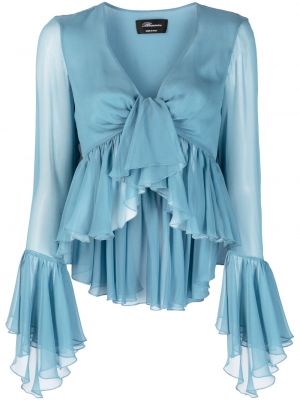 Kort blus med volang Blumarine blå