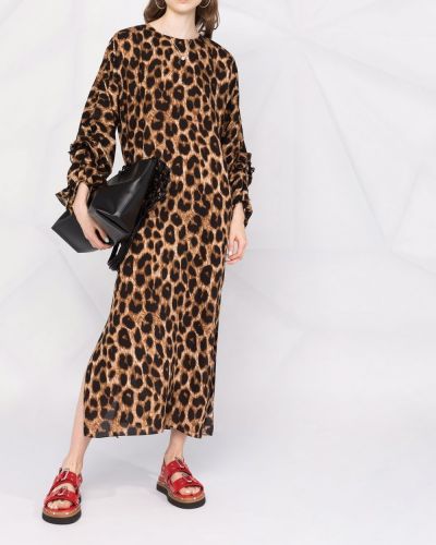 Vestido de tubo ajustado con estampado leopardo Parlor marrón